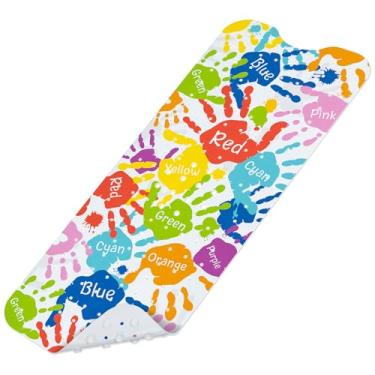 Imagem de SHUCHING Tapete de banho de bebê para banheira antiderrapante 101 x 40 cm, tapete de banheira infantil extralongo antiderrapante, tapete de chuveiro infantil para banheiro, sem mofo, lavável na