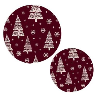 Imagem de Wassud Conjunto de trivet de flocos de neve de árvore de Natal para pratos quentes, suportes de panela redondos, almofadas quentes de algodão, porta-copos elegantes, decoração de cozinha e acessórios