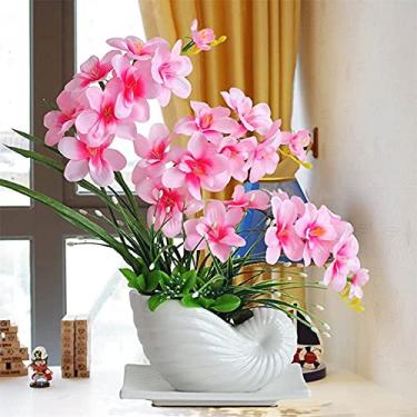 Imagem de Flor artificial com vaso orquídea, flor artificial com vaso, orquídea, falsa, Phalaenopsis, plantas falsas para decoração de escritório em casa, sala de estar, casamento