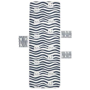 Imagem de STAYTOP Capa de toalha de cadeira de sala de estar branca listrada preta, capa de espreguiçadeira macia, capas de cadeira de praia com bolsos para jardim ao ar livre, pátio, pátio, banhos de sol