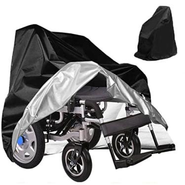 Imagem de YYBOES Capa para cadeira de rodas, capa de scooter de mobilidade impermeável Oxford 210D, bolsa de armazenamento para cadeira de rodas elétrica para viagem ao ar livre, protetor contra poeira, sujeira