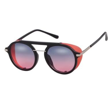 Imagem de HCHES Óculos de Sol Metálicos Steampunk Masculino Feminino Moda Redondo Vintage (1)