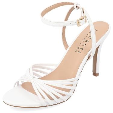 Imagem de Journee Collection Sandália feminina Knotted Vanita Pump aberta bico redondo fivela tira no tornozelo Danity stiletto salto agulha, Branco, 11 Wide