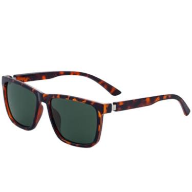 Imagem de Óculos de sol quadrados clássicos da moda, masculinos, retrô, femininos, para dirigir, viajar, UV400 (verde leopardo)