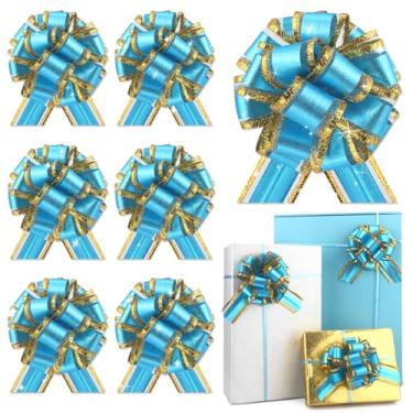 Imagem de Arcos de fita de urdidura para presente de presente de Natal, cestas de casamento, flores de dia dos namorados, caixas de presente (azul-claro, 15 cm)