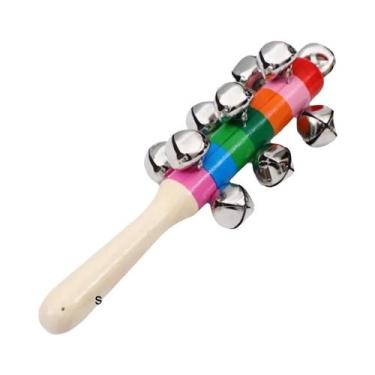 Imagem de Brinquedo Musical De Madeira Com Sino Colorido Em Forma De Bastão Para
