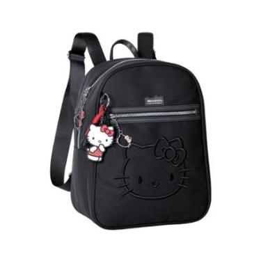 Imagem de Mochila Feminina Bordada Hello Kitty Bolsa Casual com Chaveiros-Feminino