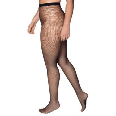 Imagem de Meia Calça Arrastão Plus Size Loba Original Conforto e Qualidade, Pret