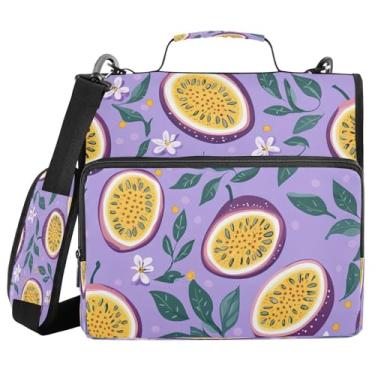 Imagem de Fichário com zíper de maracujá fresco com alça e alça de ombro, fichário de 3 anéis de 3 cm