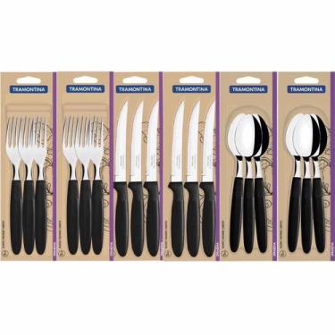 Imagem de Jogo de Garfos, Facas e Colheres Ipanema Preto Com 18 Unidades - Tramo