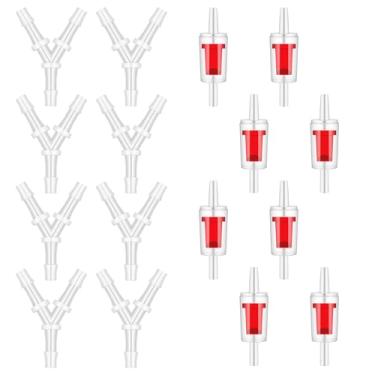 Imagem de WJIAAA 8 peças divisor de bomba de ar de aquário com válvula de retenção, T igual a farpa de plástico em forma de Y para mangueira de 3/40.6 cm, adaptadores de tubo de tanque de peixes anti-queda