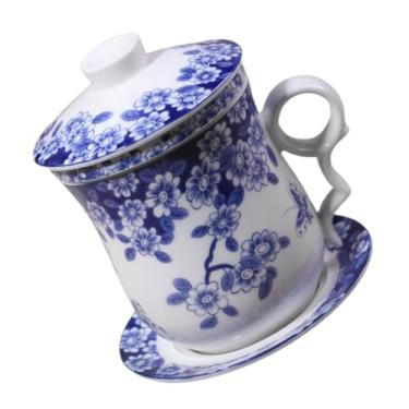 Imagem de UTHCLO 1 conjunto de chá de porcelana com infusor e tampa, xícaras de chá de cerâmica estilo chinês para preparação, sem base para ocasiões especiais em casa