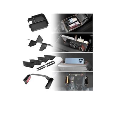 Imagem de 4 organizadores de porta-malas para Ford Bronco 2025 com transmissão automática de 4 portas SOMENTE com organizador de console central, armazenamento de maçaneta de porta, organizador de câmbio de