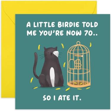 Imagem de Old English Co. Cartão engraçado de aniversário de 60 anos para homens e mulheres - Cartão de aniversário de 60 anos hilário para ele ou ela - 'A Little Birdie Told Me You're 60' - Cartão rude