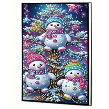 Imagem de MaiYiYi 5D Christmas Snowman Diamond Art Notebooks, Christmas Tree Notebook Diamond Painting Arts Crafts Kit for Study Home Office Art Drawing (8.18 X5.70 in)