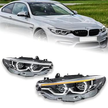 Imagem de TYPY Lâmpada de cabeça de carro para BMW F32 LED 2013-2019 F36 F80 F33 425i farol DRL seta farol alto lente projetor olho anjo acessórios automotivos (para plugue 9 pinos)