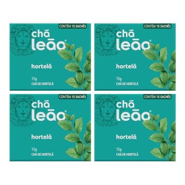 Imagem de Chá Leão Ervas 4 Caixas 60 Sachês - Embalados Individualmente (Hortelã)