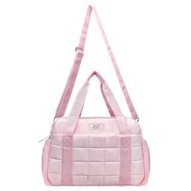 Imagem de Wolt Bolsa de ginástica pequena para mulheres, bolsa tiracolo de 35,5 cm com compartimento úmido, bolsa acolchoada para esportes e viagens de fim de semana, rosa