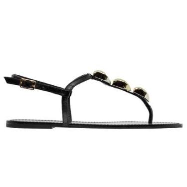 Imagem de Sandália Rasteira Feminina Arezzo A10176 Preto-Feminino