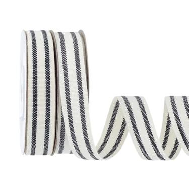 Imagem de PH PandaHall Fita listrada de 10 metros 1,5 cm fita listrada preta e branca de algodão fita de gorgorão tiras dupla face para fazer laços, embrulho de presente, decoração de casa, ornamentos de