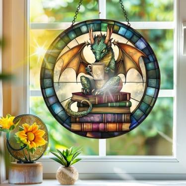 Imagem de Apanhador de sol de acrílico colorido, apanhadores de sol, dragão livro, decoração de janela, arte de parede de criador de arco-íris, para quarto, varanda, interior, exterior, jardim, enfeites de