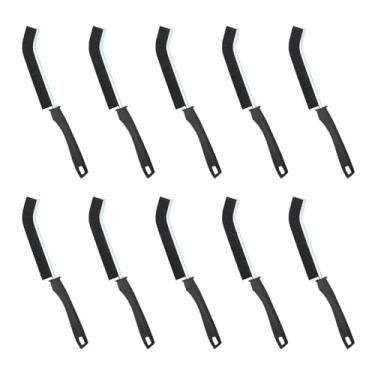 Imagem de Pacote com 10 escovas de limpeza de fendas - Conjunto de escova de limpeza de argamassa de cerdas duras e conjunto de escovas de limpeza de ventilador para espaços apertados - Escova de argamassa para
