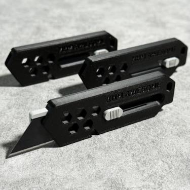 Imagem de XHM Awesome Faca de Ultilidade de Lâmina Retrátil de Corte de Caixa Pequena, para Obra de Arte, Corte de Papelão, Abertura de Embalagem/Letra, Uso Doméstico, Escritório e EDC, Pacote com 3 (Preto)