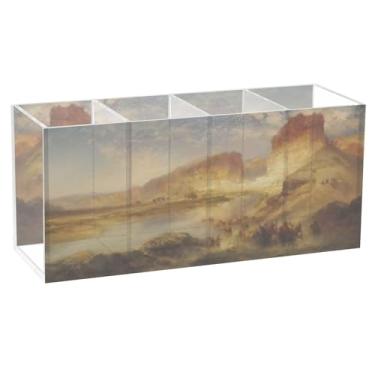 Imagem de TSENQUE Lindo porta-lápis de mesa, Green River Wyoming, Thomas Moran, organizador de marcadores de acrílico, copo artístico, organizadores de mesa personalizados e acessórios