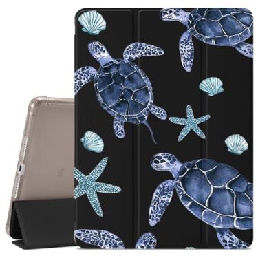 Imagem de VibrantFruitique Capa de tartaruga marinha azul para iPad Air de 11 polegadas, M3 (2025)/M2(2024), iPad Air 5ª (2022)/4ª geração (2020) 11 polegadas, capa preta, porta-lápis, traseira transparente e