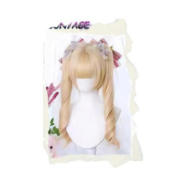 Imagem de Peruca Sintética Curta E Cacheada Para Mulheres, Estilo Lolita, Com Fr