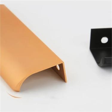 Imagem de HTNAFONI Puxadores de porta de armário de móveis escondidos em ouro preto de alumínio puxadores de gaveta puxadores de gaveta ferragens de móveis 1 peça (ouro-480)