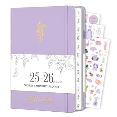 Imagem de Agenda 2025-2026, agenda semanal e mensal com abas de julho de 2025 a junho de 2026, agenda acadêmica com data, caderno de calendário de capa dura A5 para agenda escolar e escritório, 14 cm × 8,7 cm