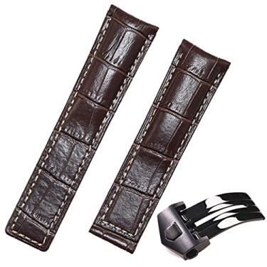 Imagem de Clouism Pulseira de relógio clássica de couro bovino de 20/22/24 mm para TAG HEUER CARRERA Aquaracer MONACO Pulseira de relógio macia (com fecho preto, 20 mm)