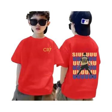 Imagem de Camiseta De Algodão Respirável Para Meninos Verão CR7 Estampa Legal Mo