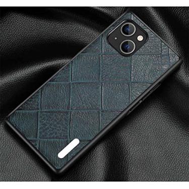 Imagem de FULNES Capa de telefone de couro à prova de choque, capa de telefone traseira totalmente embrulhada para capa Apple iPhone 14 Plus 2022 [proteção de tela e câmera] (cor: azul)