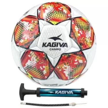 Imagem de Bola de Futebol de Campo Costurada Star Kagiva + Bomba de Ar, Vermelho