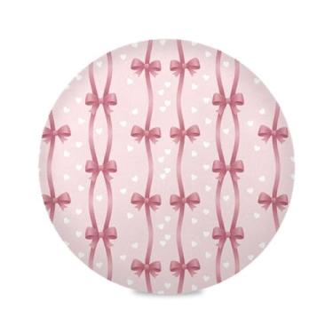 Imagem de Wassud Jogo americano com laços de linha de fita tapetes de mesa redondos para cozinha e jantar tapetes laváveis resistentes ao calor decoração de mesa 39 cm