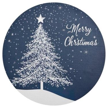 Imagem de xigua Jogo americano redondo para árvore de Natal, conjunto de 1, tapete de mesa redondo antiderrapante resistente ao calor, tapetes de mesa de 48 cm para decoração de cozinha, jantar e festa