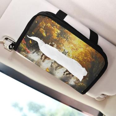 Imagem de SEHANY Suporte de lenços de carro Majestic Horse, caixa de lenços para carro, viseira solar, porta-guardanapos retangular, dispensador de máscara de carro, caixa de lenços de papel para automóveis