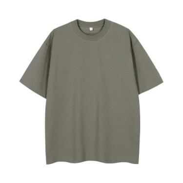 Imagem de Camiseta Masculina De Verão Oversized 260GSM Moda Coreana Manga Curta 