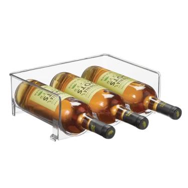 Imagem de Suporte de garrafa empilhável iDesign com 3 seções para garrafas de água, refrigerante ou vinho – Transparente – Feito nos EUA