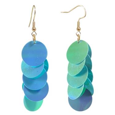 Imagem de Zszkoz Brincos de lantejoulas brilhantes neon para mulheres, leves, boêmios, longos, borlas, laser, glitter, pingentes, joias, presentes, Small, Acrílico, Sem pedra preciosa