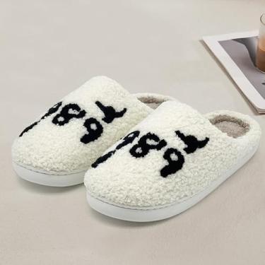 Imagem de Pantufas numeradas para uso interno e masculino, de algodão macio, quente, para quarto, casa, com espuma de memória, aconchegante, outono, inverno, casa, ambientes internos e externos, Preto, 8.5-10