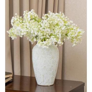 Imagem de 6 peças de flores artificiais de seda sintética branca de toque real para vaso - 61 cm, galhos falsos de Gypsophila com hastes para mesa de buquê faça você mesmo, arranjos de casamento, decoração de