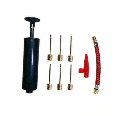 Imagem de Kit de bomba de bola, inflador portátil compacto com ação manual suave para basquete, futebol, vôlei, preto