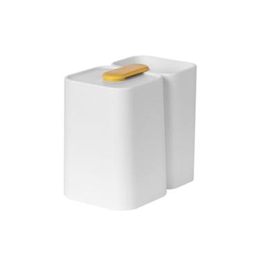 Imagem de Suporte de escova de dentes magnético suporte de escova de dentes branco rosa suporte de pasta de dente montado na parede suporte de escova de dentes banheiro suporte de escova de dentes com copo rack