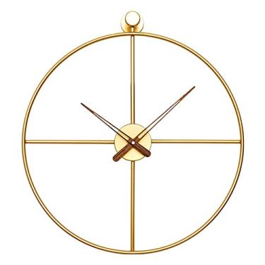 Imagem de Relógios de parede de metal modernos redondos silenciosos sem tique-taque operados por bateria relógios numerais para decoração de parede de sala de estar/quarto/cozinha