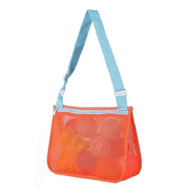 Imagem de Bolsas masculinas de higiene pessoal, bolsas de praia para recolher conchas, bolsa de malha de armazenamento bolsa de natação com zíper para piscina (laranja)
