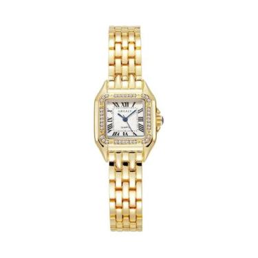 Imagem de Luxo strass relógios femininos moda quadrado quartzo relógio de pulso 
