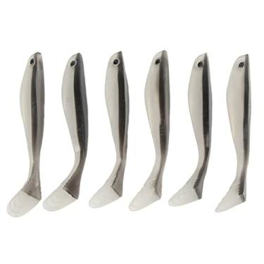 Imagem de Iscas de silicone macio, isca de pesca com cauda em t, injeção de 2 cores, isca artificial realista para pesca em água salgada, água doce, 10cm, 6 peças
